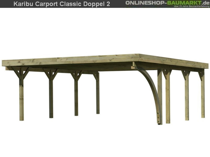 Karibu Carport Classic Doppel 2 mit 1 Einfahrtsbogen kdi