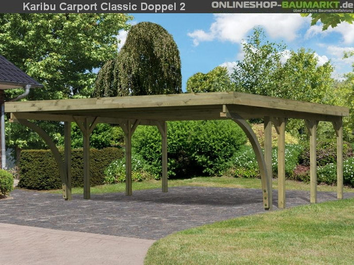 Karibu Carport Classic Doppel 2 mit 2 Einfahrtsbögen kdi