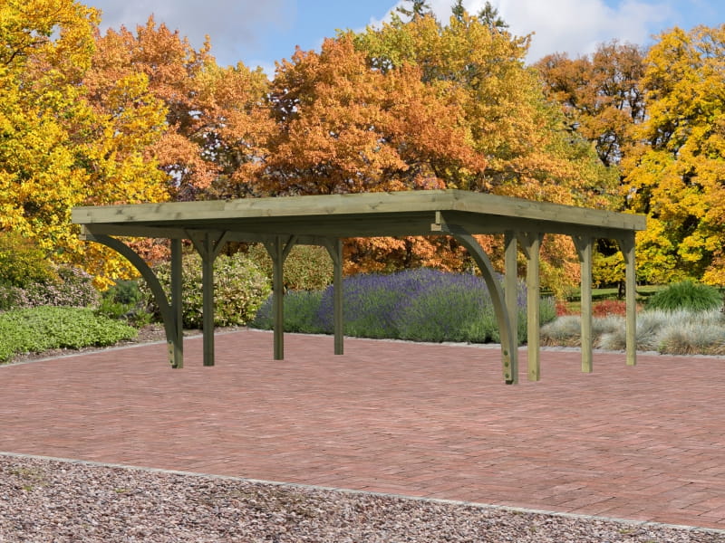 Karibu Carport Classic Doppel 2 mit 2 Einfahrtsbögen kdi