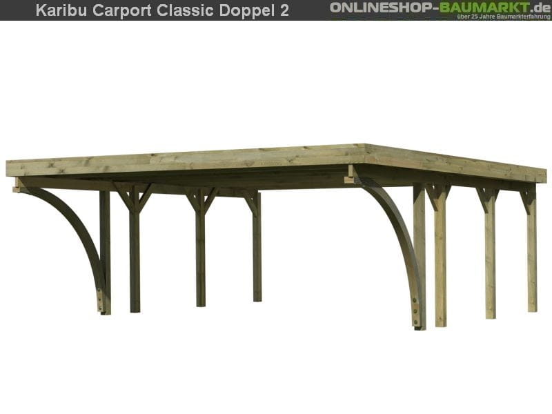 Karibu Carport Classic Doppel 2 mit 2 Einfahrtsbögen kdi