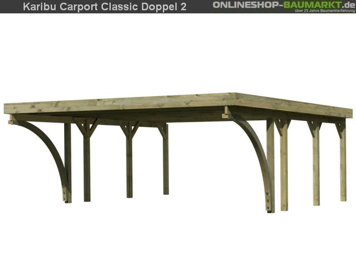 Karibu Carport Classic Doppel 2 mit 2 Einfahrtsbögen kdi