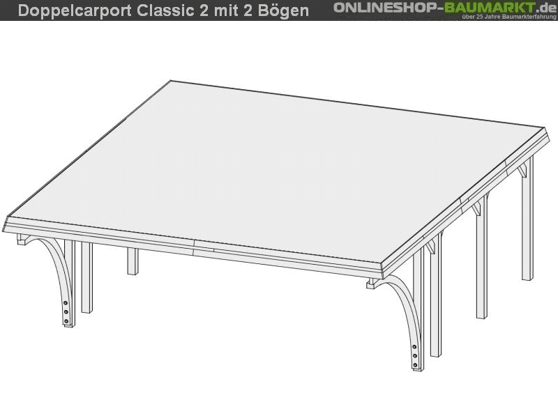 Karibu Carport Classic Doppel 2 mit 2 Einfahrtsbögen kdi