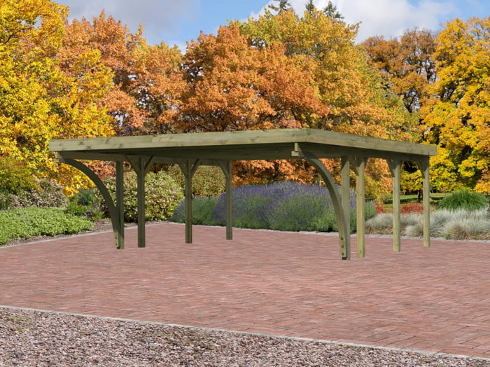 Karibu Carport Classic Doppel 2 mit 2 Einfahrtsbögen kdi