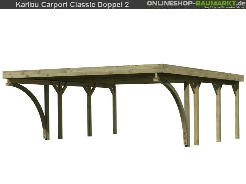 Karibu Carport Classic Doppel 2 mit 2 Einfahrtsbögen kdi