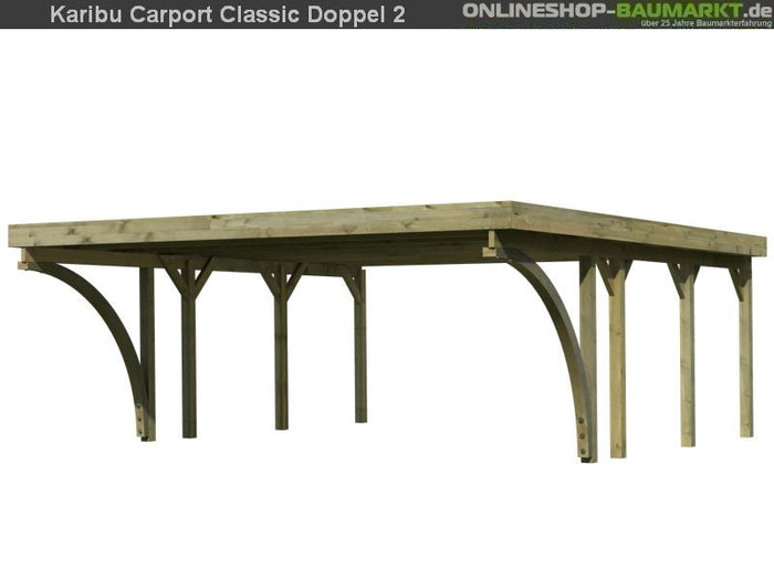 Karibu Carport Classic Doppel 2 mit 2 Einfahrtsbögen kdi