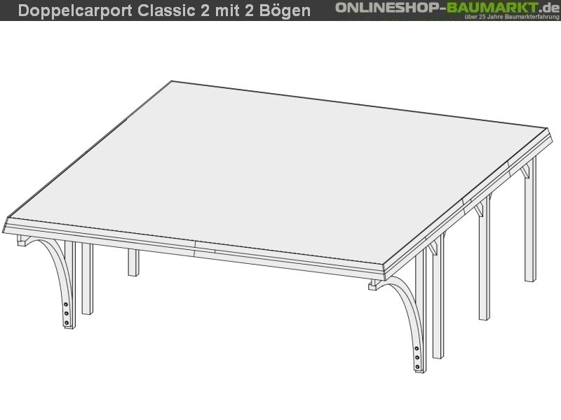 Karibu Carport Classic Doppel 2 mit 2 Einfahrtsbögen kdi