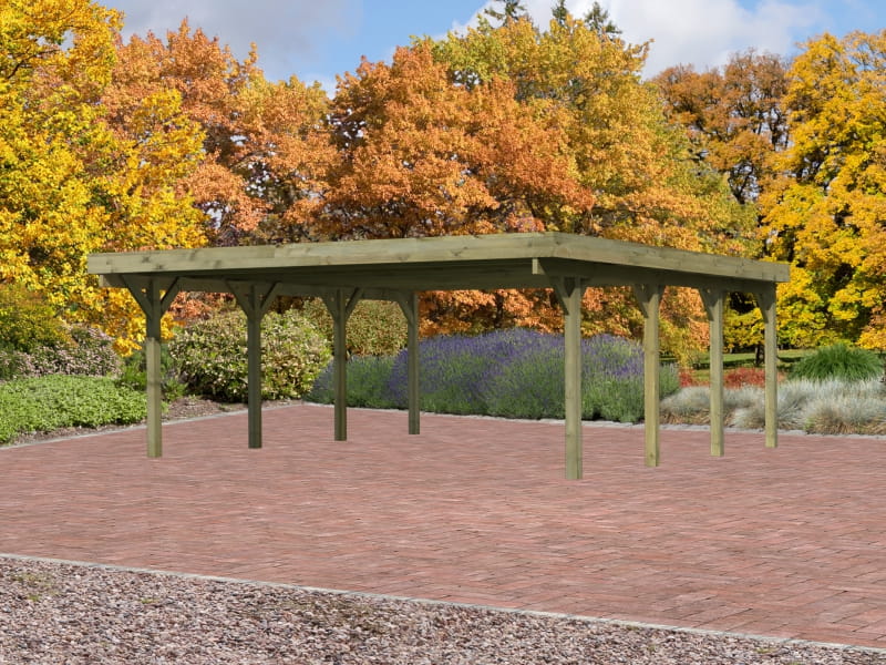 Karibu Carport Classic Doppel 2 ohne Einfahrtsbogen kdi