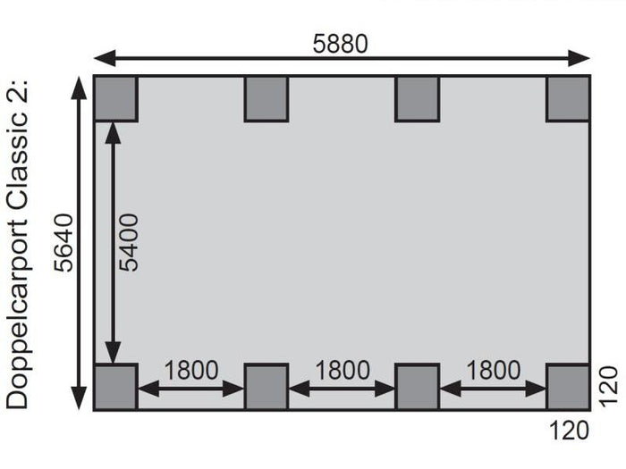 Karibu Carport Classic Doppel 2 ohne Einfahrtsbogen kdi