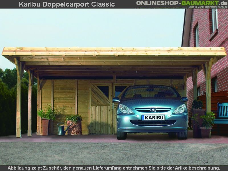 Karibu Carport Classic Doppel 3 mit 1 Einfahrtsbogen kdi