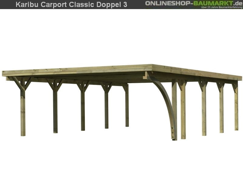 Karibu Carport Classic Doppel 3 mit 1 Einfahrtsbogen kdi