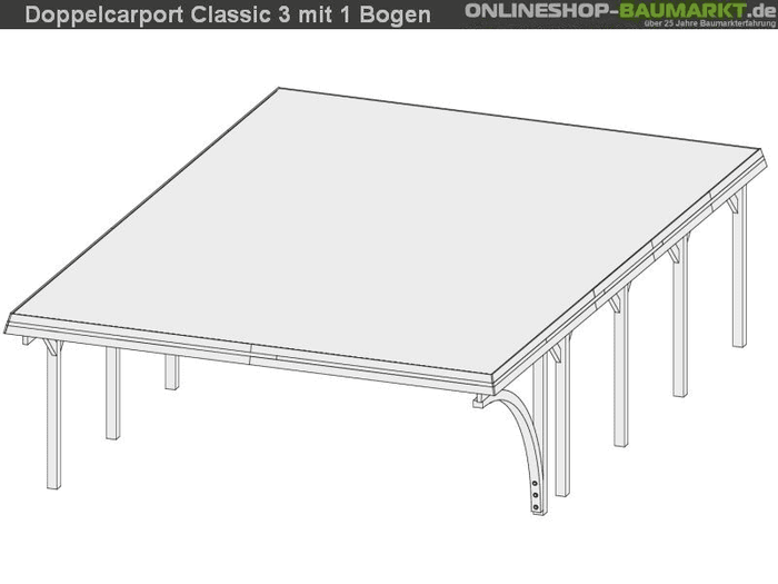 Karibu Carport Classic Doppel 3 mit 1 Einfahrtsbogen kdi