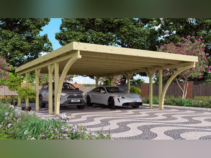 Karibu Carport Classic Doppel 3 mit 2 Einfahrtsbogen kdi