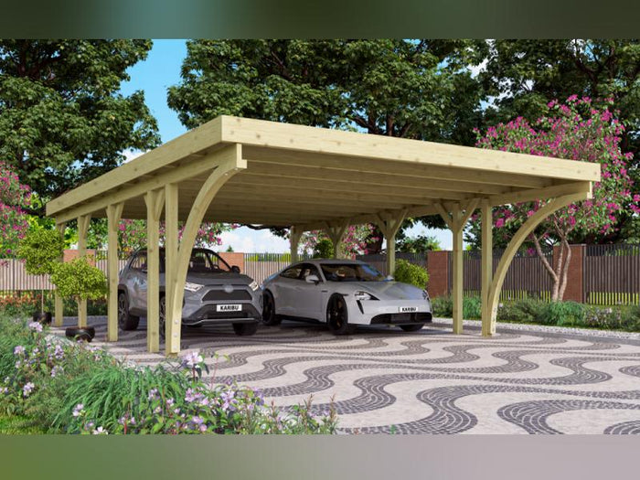 Karibu Carport Classic Doppel 3 mit 2 Einfahrtsbögen kdi