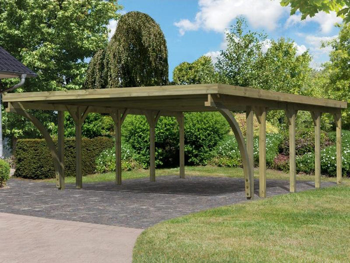 Karibu Carport Classic Doppel 3 mit 2 Einfahrtsbögen kdi