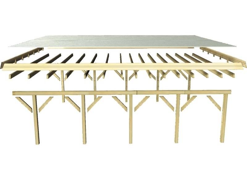 Karibu Carport Classic Doppel 3 mit 2 Einfahrtsbögen kdi