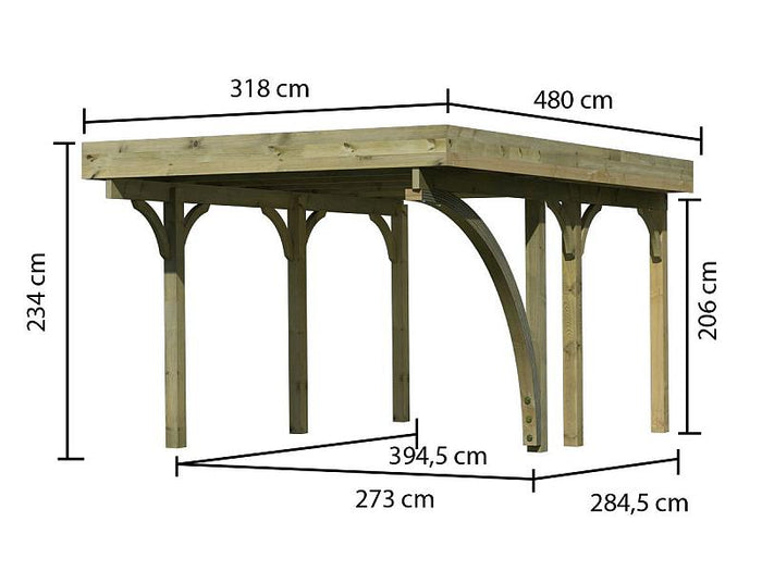 Karibu Carport Classic Einzel 1 mit 1 Einfahrtsbogen kdi