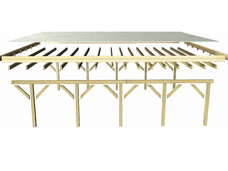 Karibu Carport Classic Einzel 1 mit 1 Einfahrtsbogen kdi