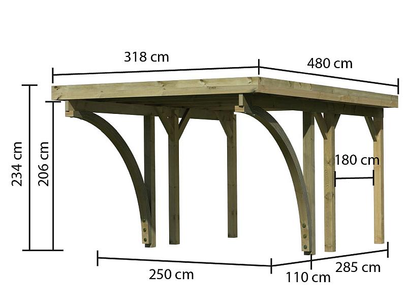 Karibu Carport Classic Einzel 1 mit 2 Einfahrtsbögen kdi