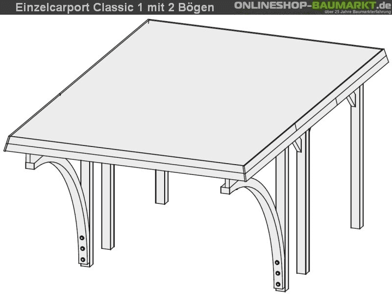 Karibu Carport Classic Einzel 1 mit 2 Einfahrtsbögen kdi