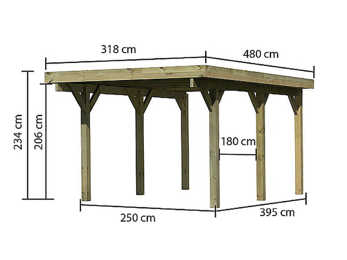 Karibu Carport Classic Einzel 1 ohne Einfahrtsbogen kdi