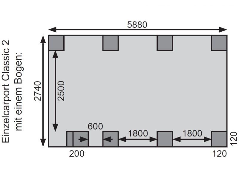 Karibu Carport Classic Einzel 2 mit 1 Einfahrtsbogen kdi