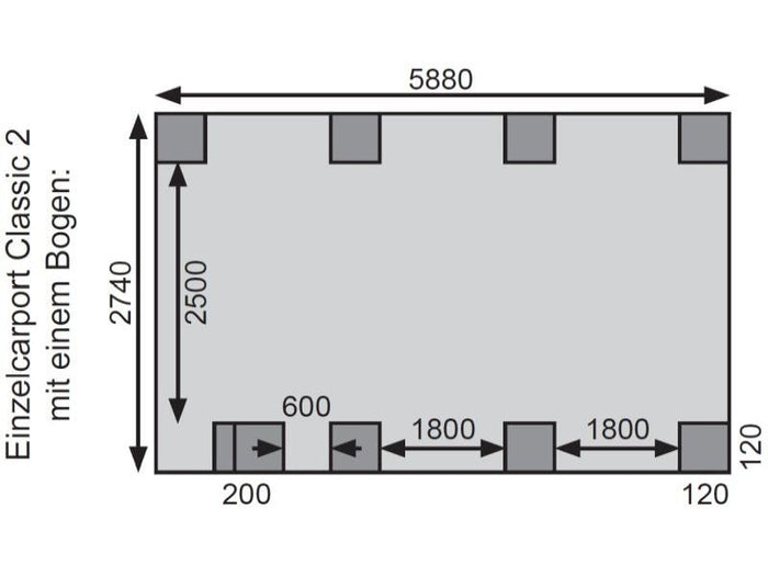 Karibu Carport Classic Einzel 2 mit 1 Einfahrtsbogen kdi