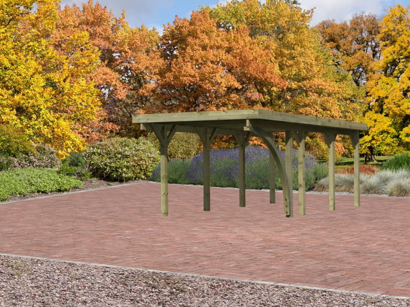 Karibu Carport Classic Einzel 2 mit 1 Einfahrtsbogen kdi