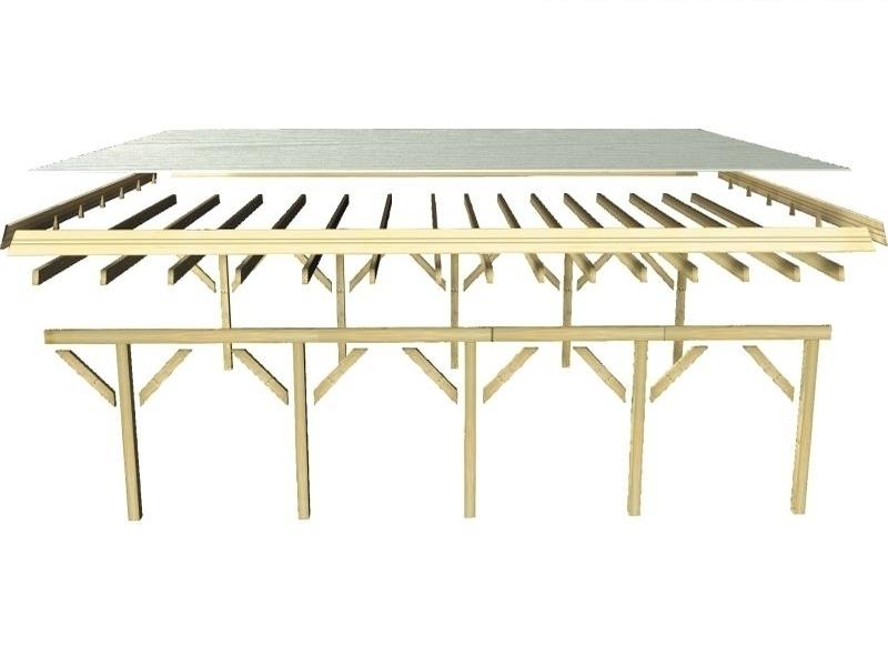 Karibu Carport Classic Einzel 2 mit 2 Einfahrtsbögen kdi