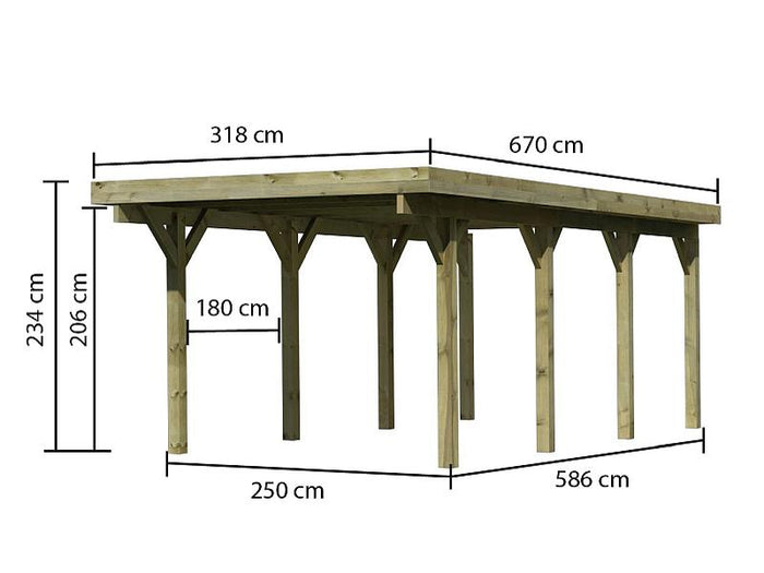 Karibu Carport Classic Einzel 2 ohne Einfahrtsbogen kdi