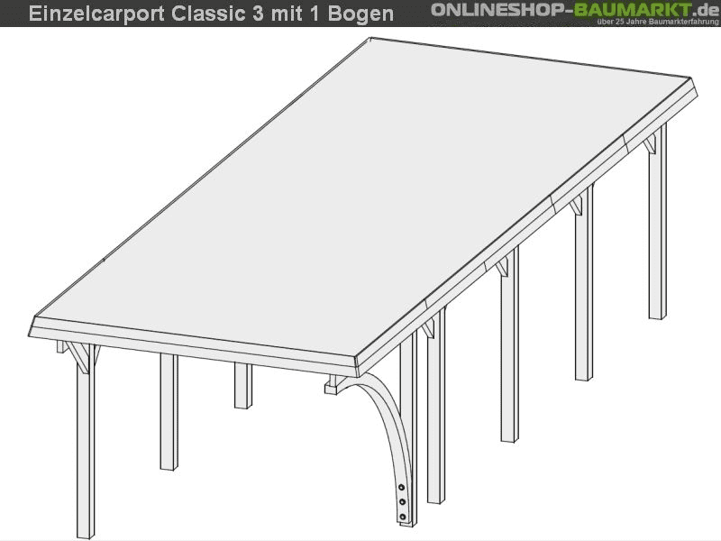 Karibu Carport Classic Einzel 3 mit 1 Einfahrtsbogen kdi