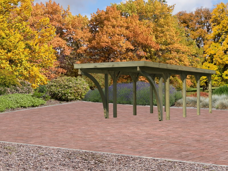 Karibu Carport Classic Einzel 3 mit 2 Einfahrtsbögen kdi