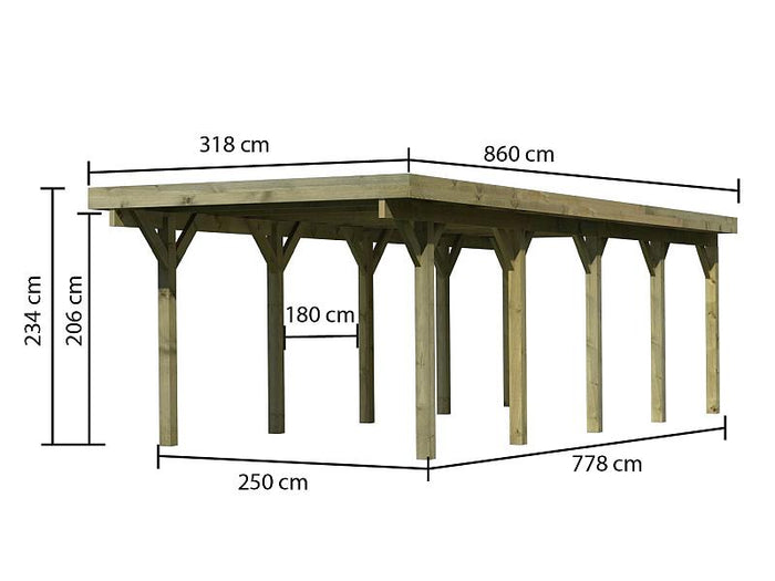 Karibu Carport Classic Einzel 3 ohne Einfahrtsbogen kdi