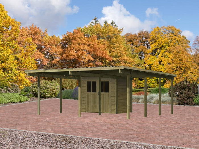 Karibu Doppelcarport ECO mit integriertem Abstellraum 1