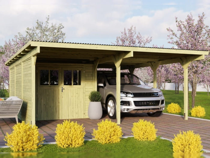 Karibu Doppelcarport ECO mit integriertem Abstellraum 2