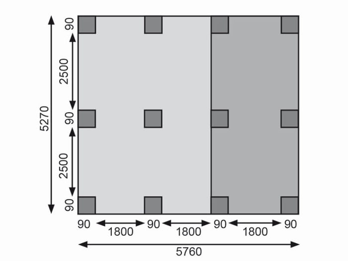 Karibu Doppelcarport ECO mit integriertem Abstellraum 1 und Wände