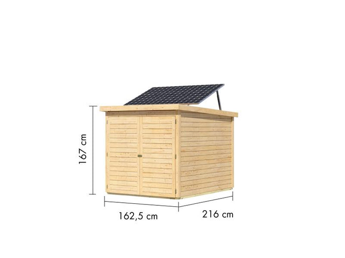 Karibu Fahrradgarage 3, natur, mit Solarpaket