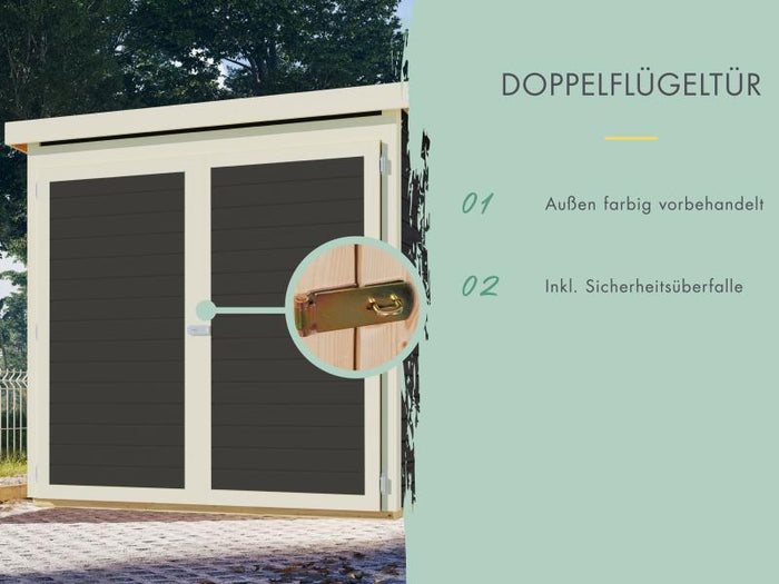 Karibu Fahrradgarage 3, terragrau, mit Solarpaket