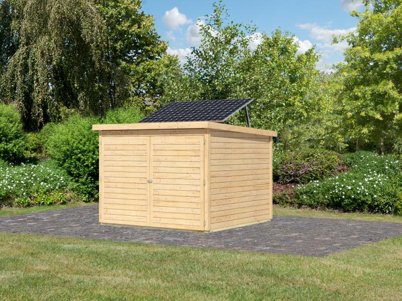 Karibu Fahrradgarage 4, natur, mit Solarpaket