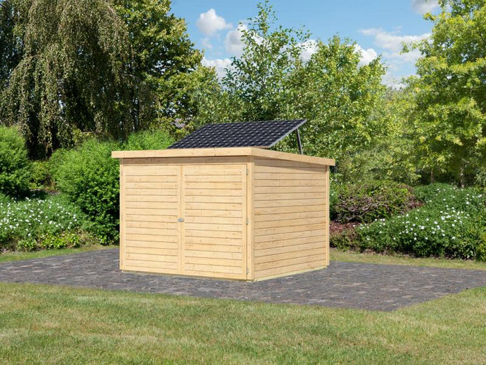 Karibu Fahrradgarage 4, natur, mit Solarpaket