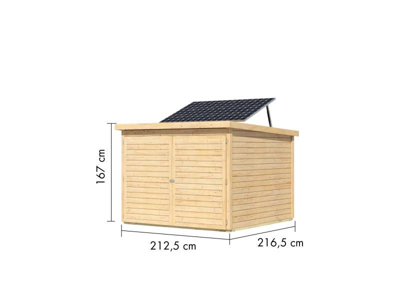 Karibu Fahrradgarage 4, natur, mit Solarpaket