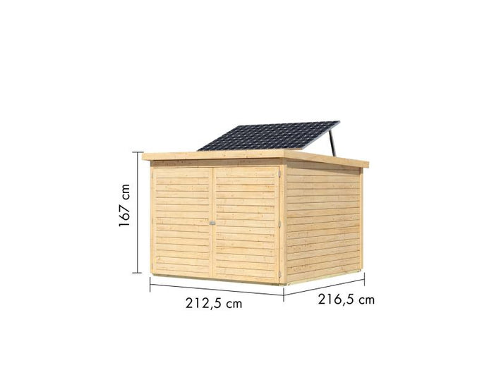 Karibu Fahrradgarage 4, natur, mit Solarpaket