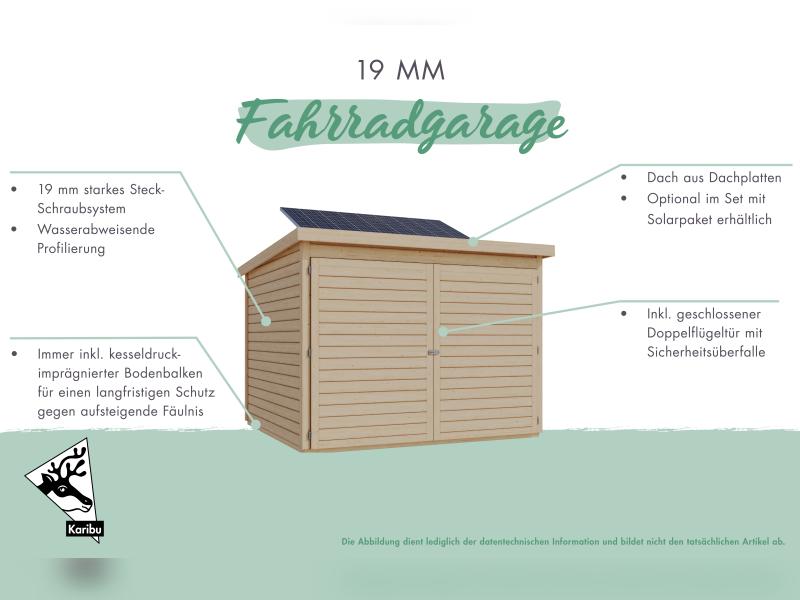 Karibu Fahrradgarage 4, terragrau, mit Solarpaket
