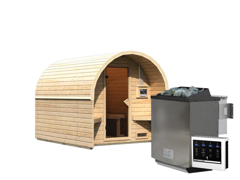 Karibu Fasshaus 2 mit 9 kW Bioofen ext. Steuerung