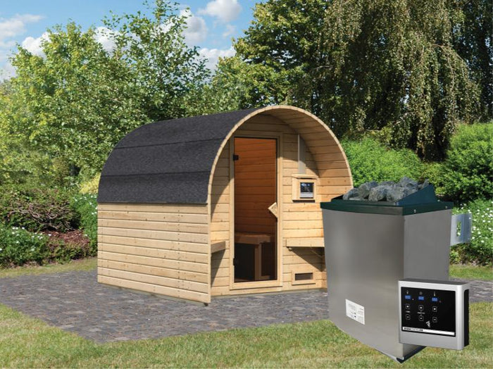 Karibu Fasshaus 2 mit 9 kW Ofen ext. Steuerung