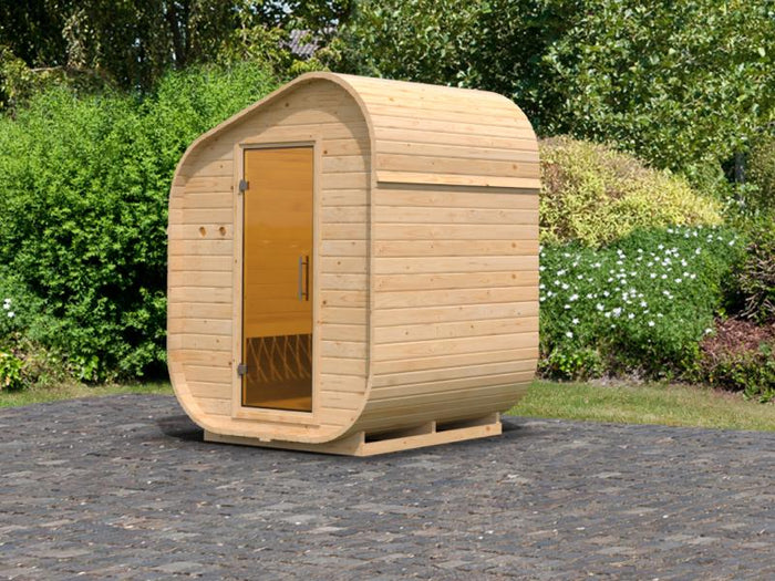 Karibu Fasssauna Asymmetrisch 1, ohne Saunaofen