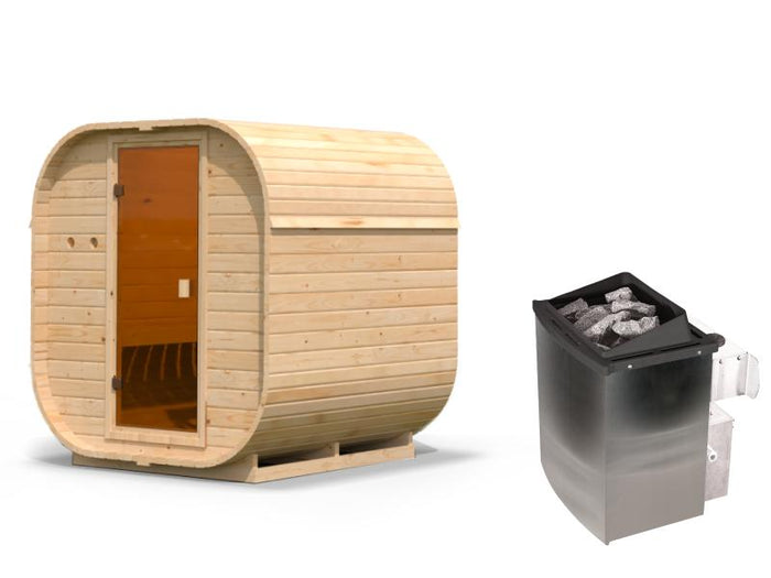 Karibu Fasssauna Quadro 1, inkl. 9 kW Ofen integr. Steuerung - 38 mm