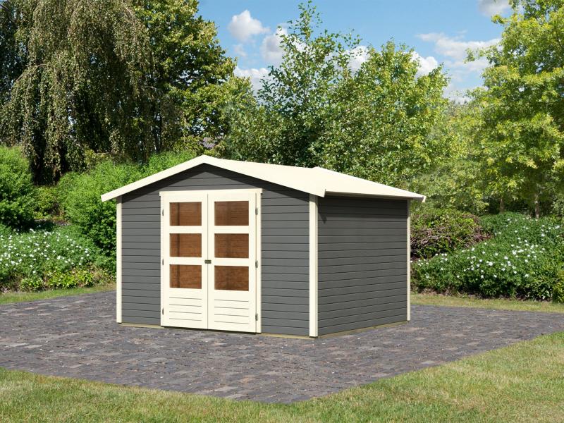 Karibu Gartenhaus Amberg 4 terragrau