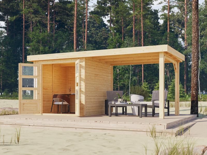 Karibu Gartenhaus Askola 2 mit Anbaudach 2,75 Meter