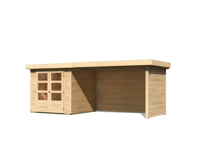 Karibu Gartenhaus Askola 2 mit Anbaudach 2,75 Meter, Seiten- und Rückwand