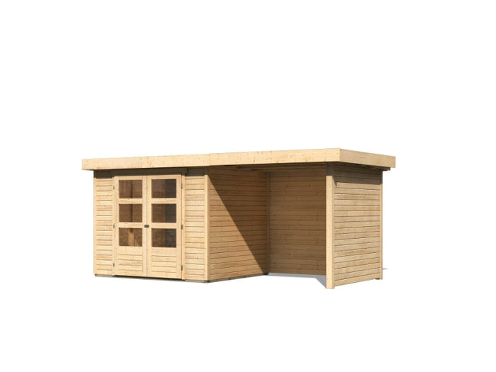 Karibu Gartenhaus Askola 3 mit Anbaudach 2,25 Meter, Seiten- und Rückwand